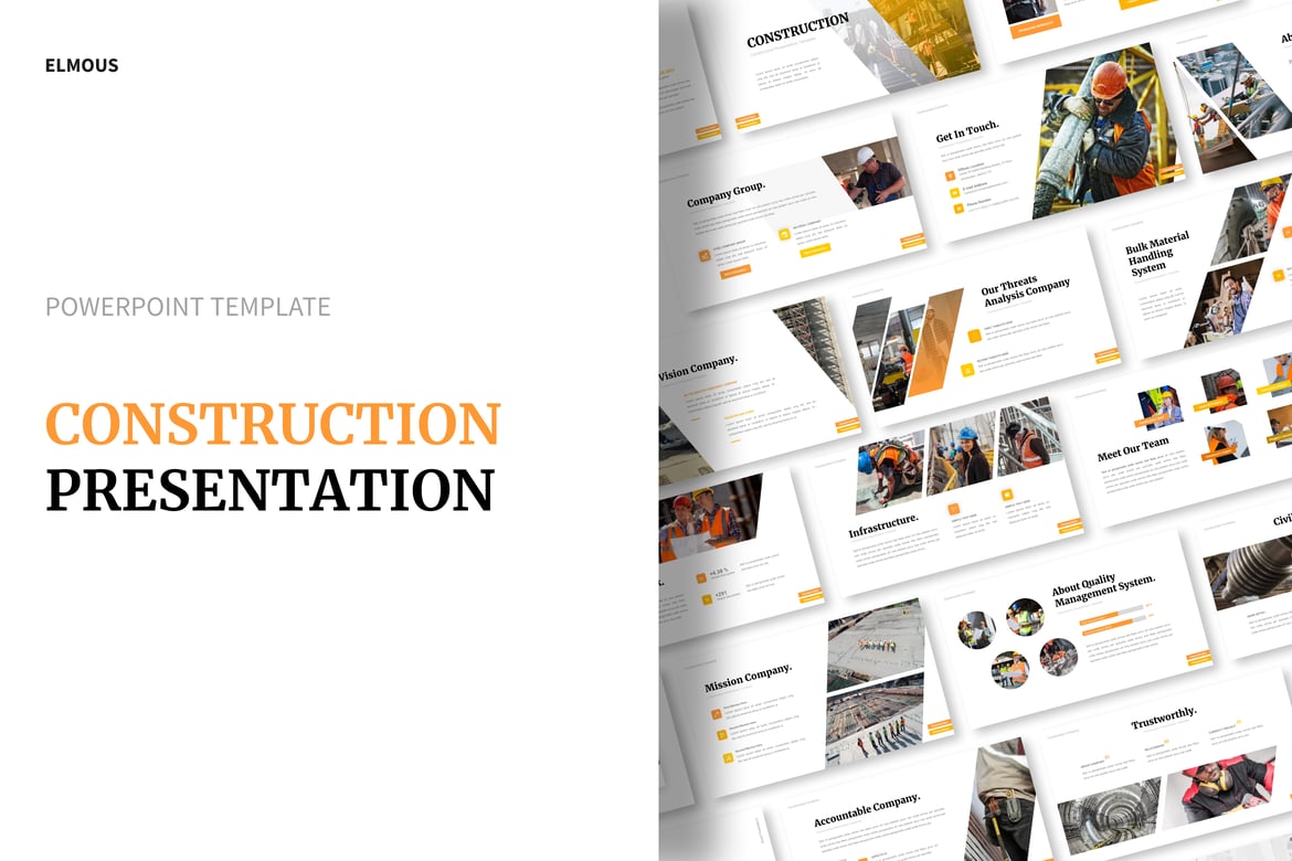 Template Presentasi PowerPoint Konstruksi yang Menarik