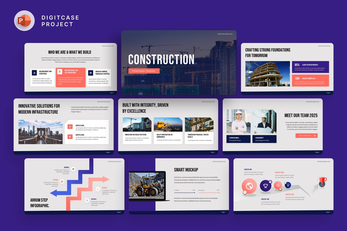 Template PowerPoint Konstruksi yang Modern dan Profesional