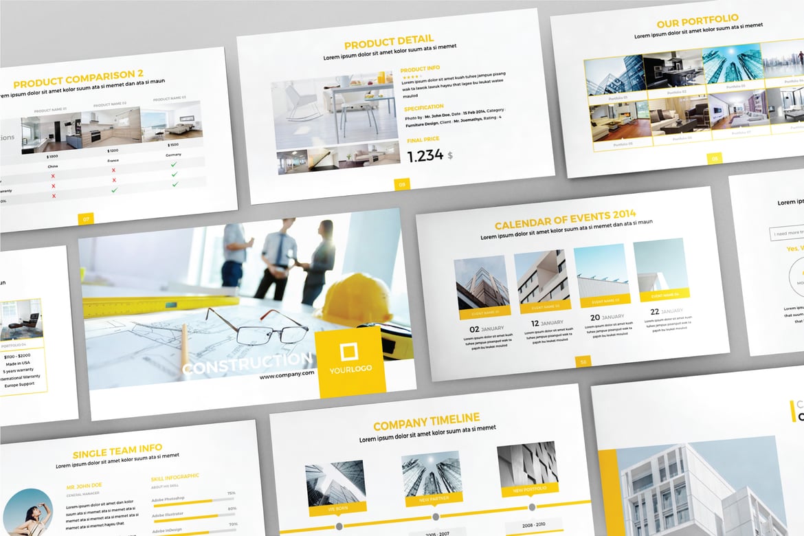 Template Presentasi PowerPoint Konstruksi Modern - Versi 81