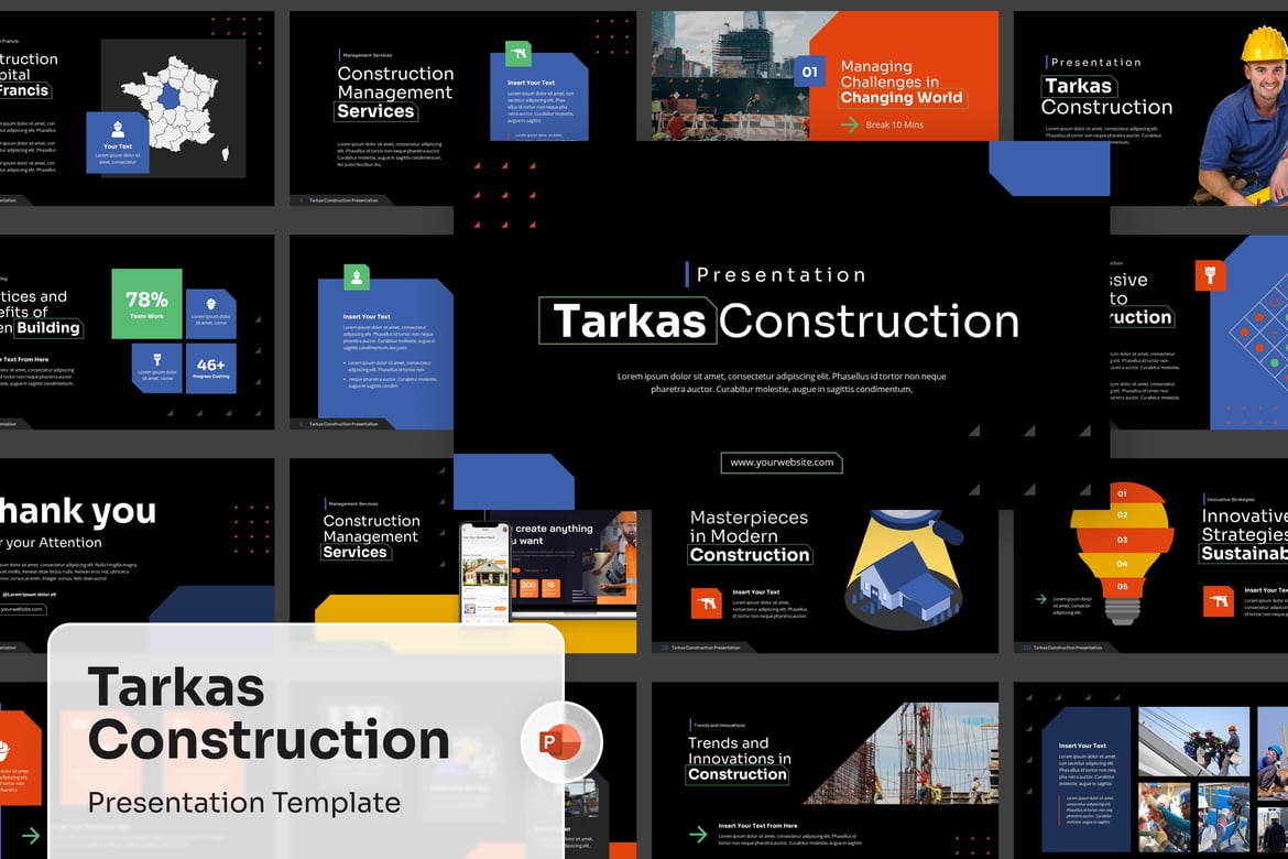 Template PowerPoint Konstruksi yang Menarik dan Profesional
