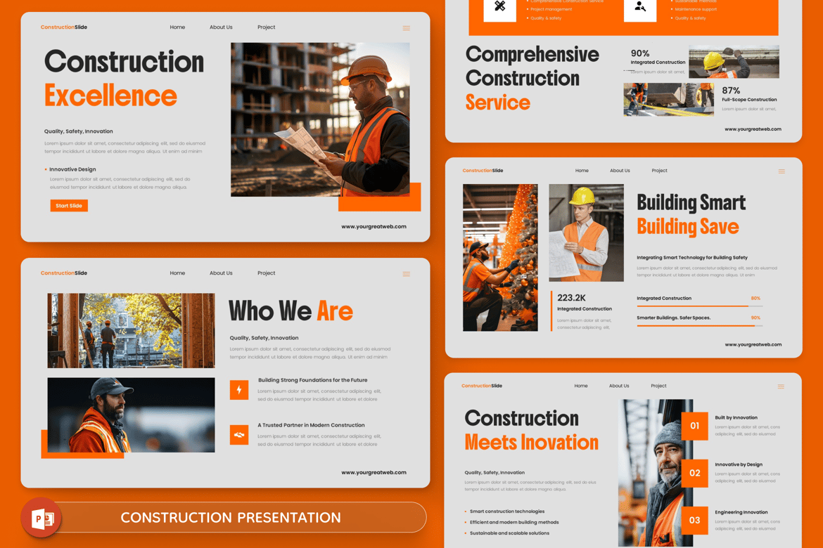 Template PowerPoint Konstruksi yang Profesional dan Menarik