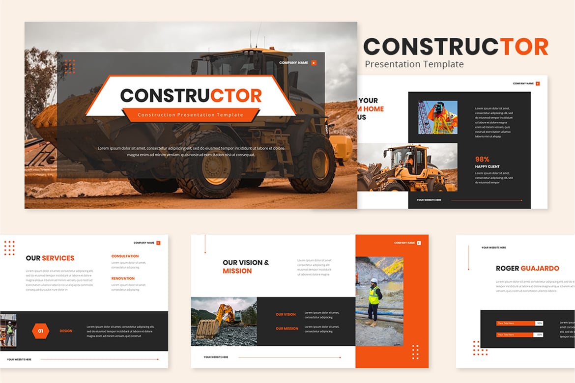 Template PowerPoint Konstruksi yang Modern dan Profesional