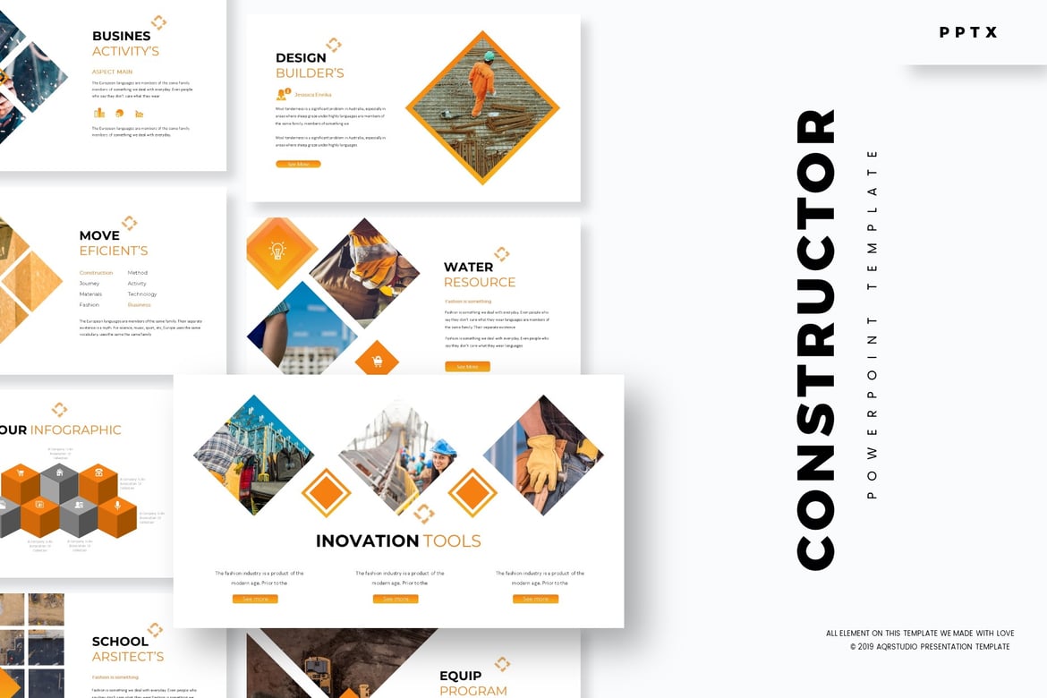 Template PowerPoint Constructor - Solusi Presentasi Serbaguna
