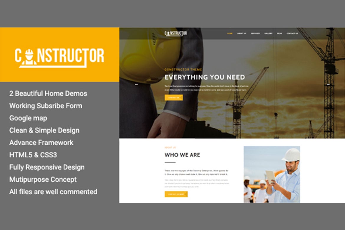 Constructor - Template Website Konstruksi Premium yang Menarik