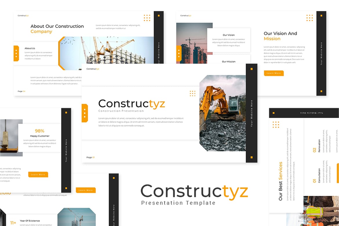 Template Presentasi Konstruksi Constructyz yang Menarik dan Profesional