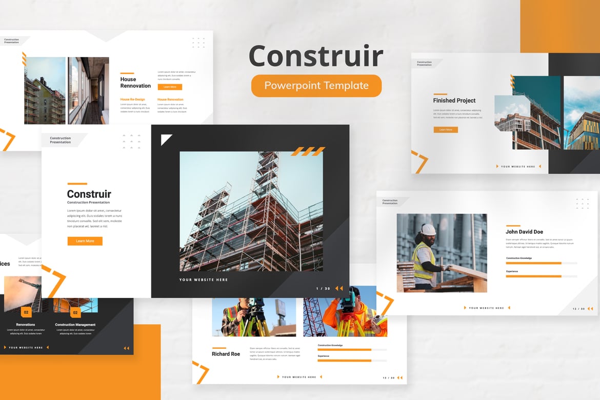 Template PowerPoint Konstruksi Modern dan Kreatif