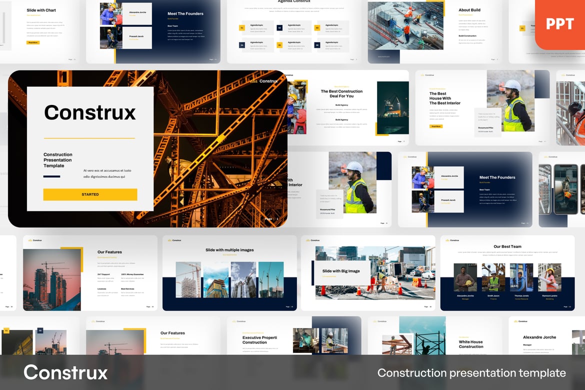 Template Presentasi PowerPoint Construx untuk Proyek Konstruksi