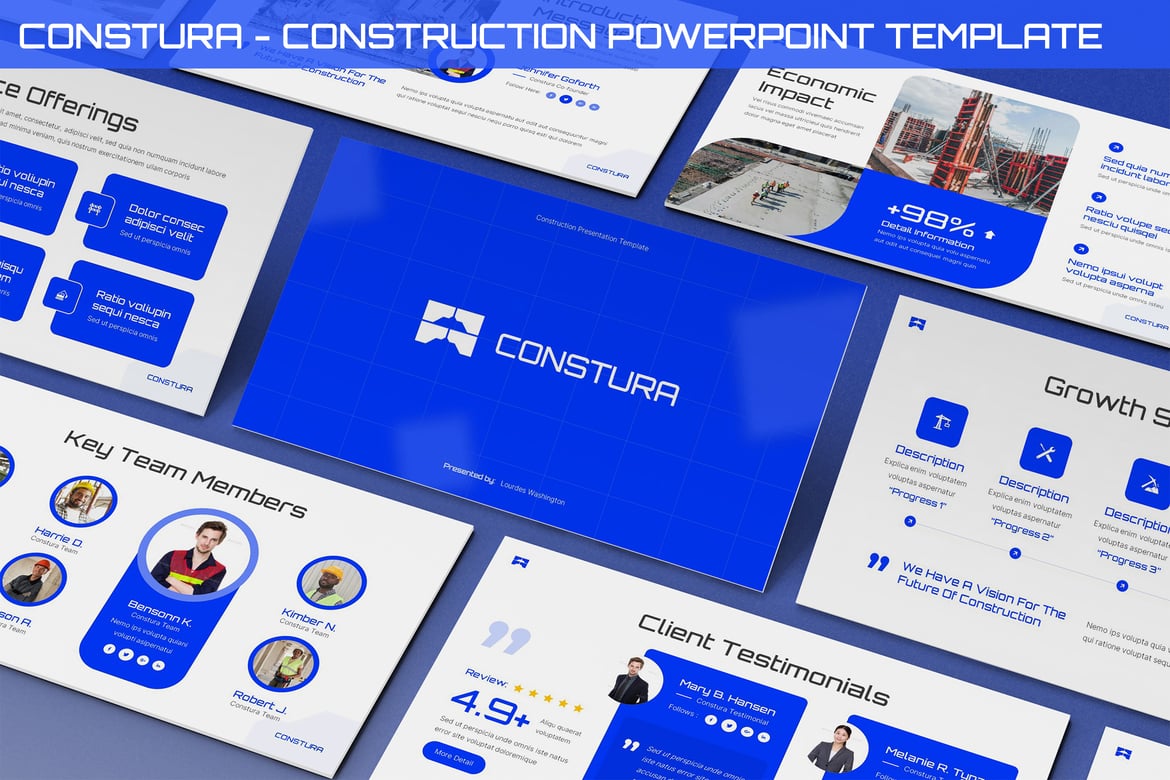 Template PowerPoint Konstruksi - Constura yang Profesional