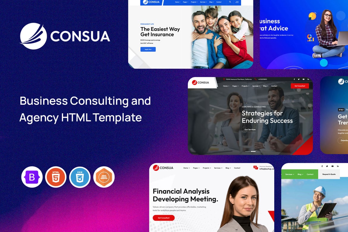Consua - Template Website Konsultasi Bisnis Modern dan Responsif