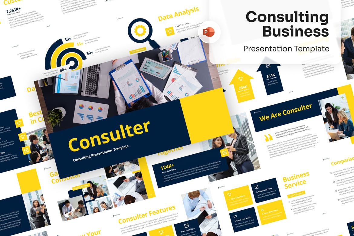 Template PowerPoint Bisnis Konsultasi yang Menarik