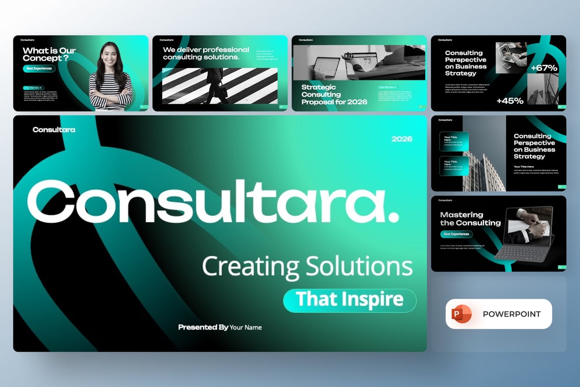 Template Presentasi PowerPoint Konsultasi Modern dan Profesional
