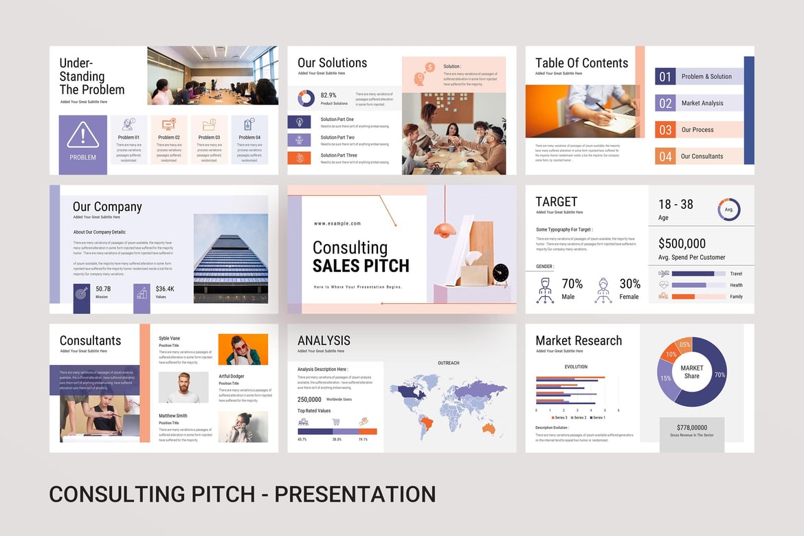 Template PowerPoint Pitch Penjualan Konsultasi yang Menarik