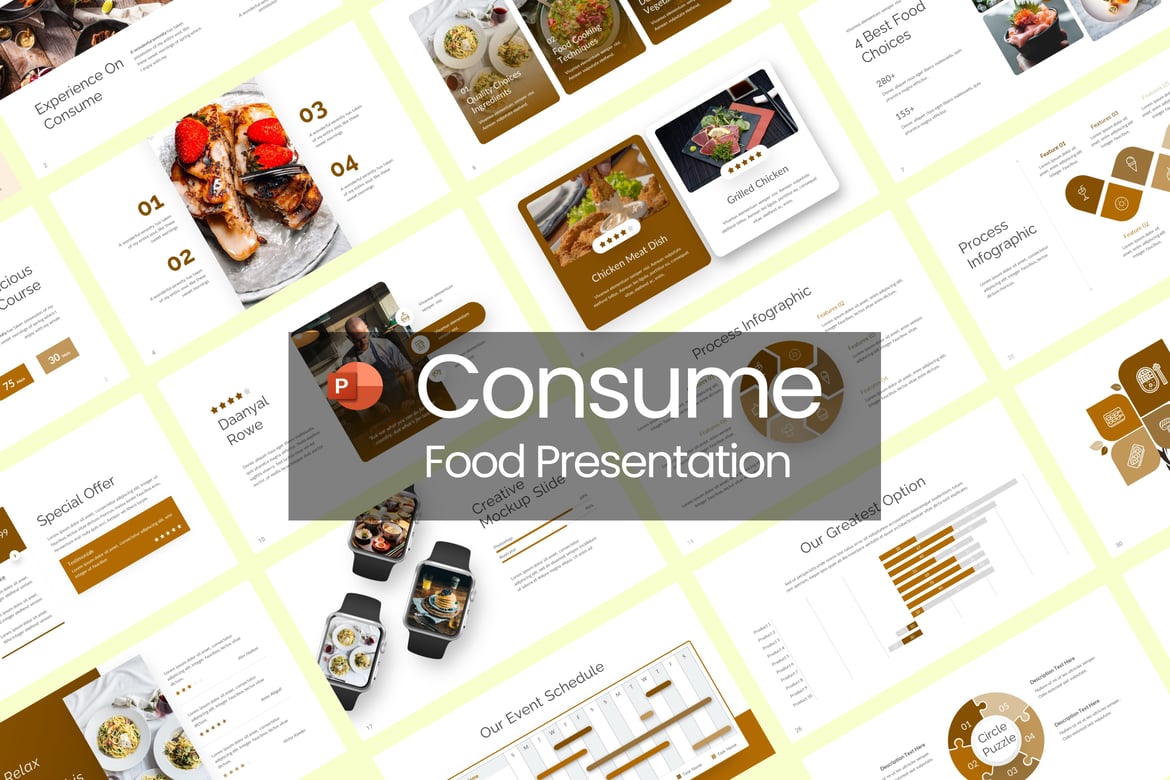 Template PowerPoint Makanan yang Futuristik dan Menarik