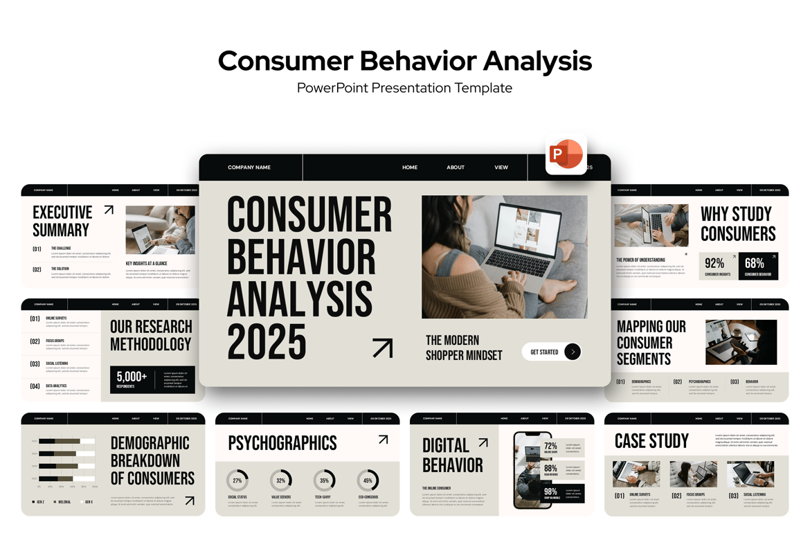 Template PowerPoint Analisis Perilaku Konsumen yang Profesional dan Menarik