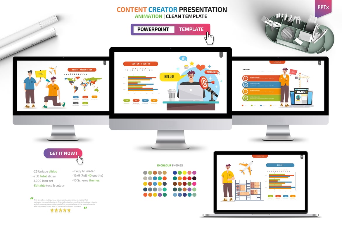 Template Presentasi PowerPoint untuk Kreator Konten yang Menarik