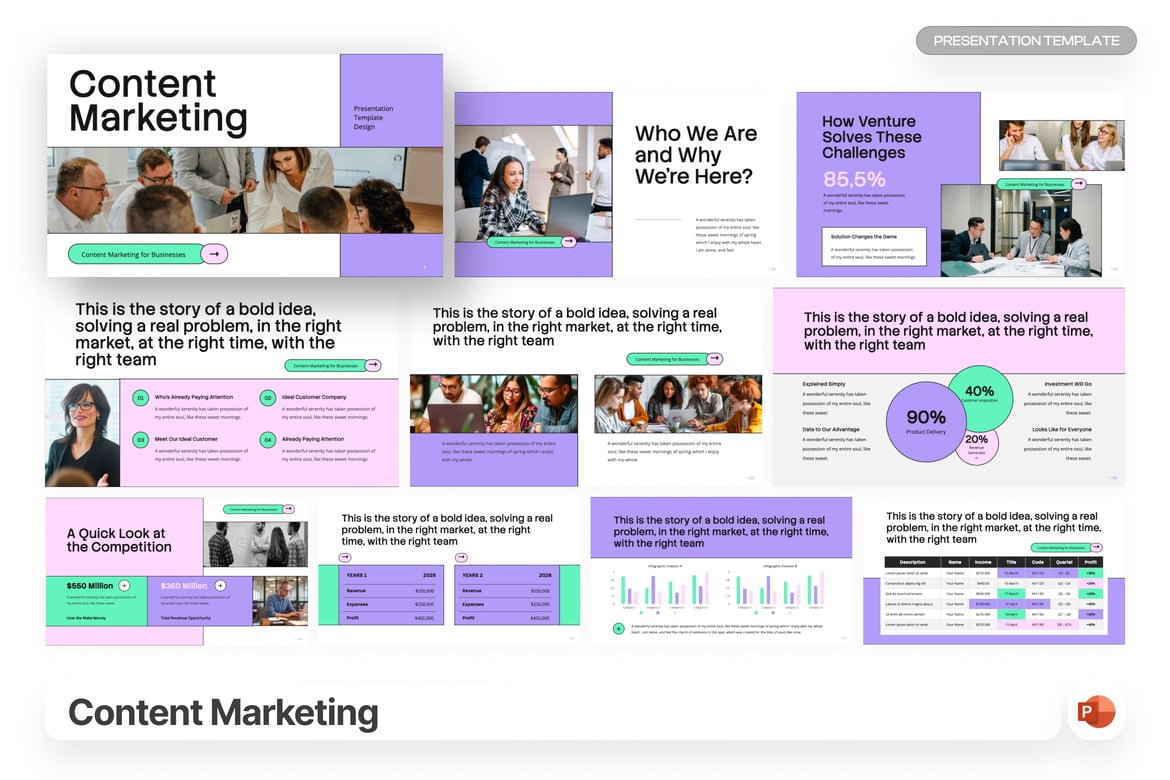 Template Presentasi PowerPoint untuk Pemasaran Konten yang Menarik