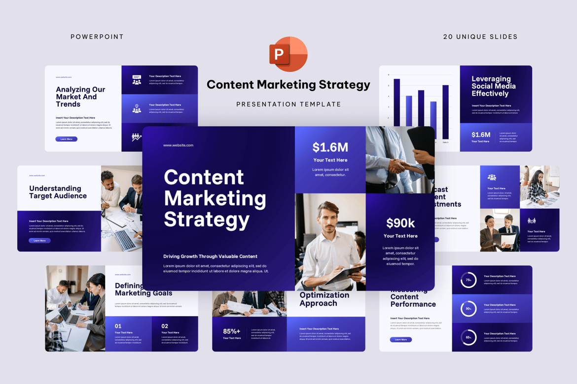 Template Presentasi Powerpoint Strategi Pemasaran Konten yang Efektif