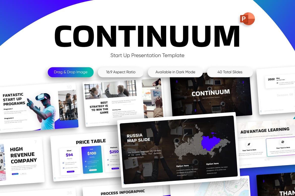 Template PowerPoint Kreatif untuk Startup - Continuum