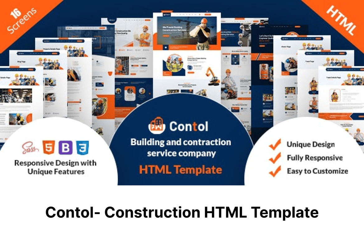 Template HTML Kontrol - Solusi Modern untuk Bisnis Konstruksi Anda