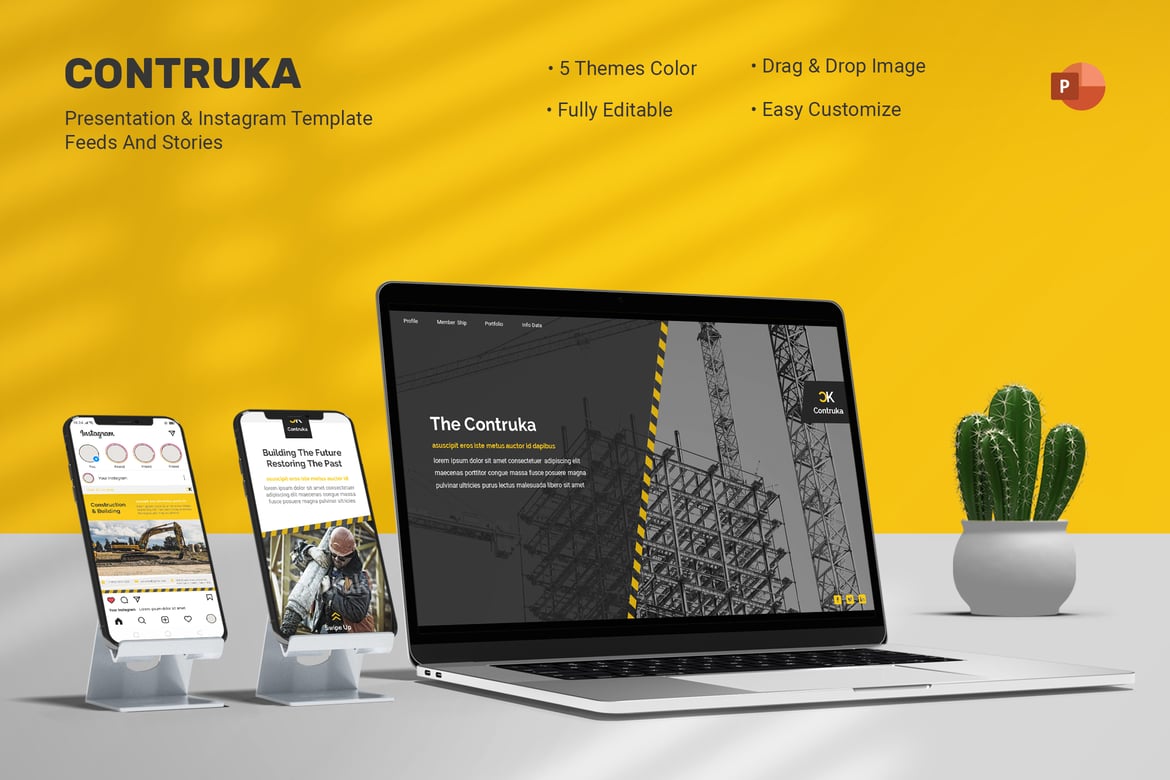 Contruka - Template PowerPoint & Instagram yang Menarik