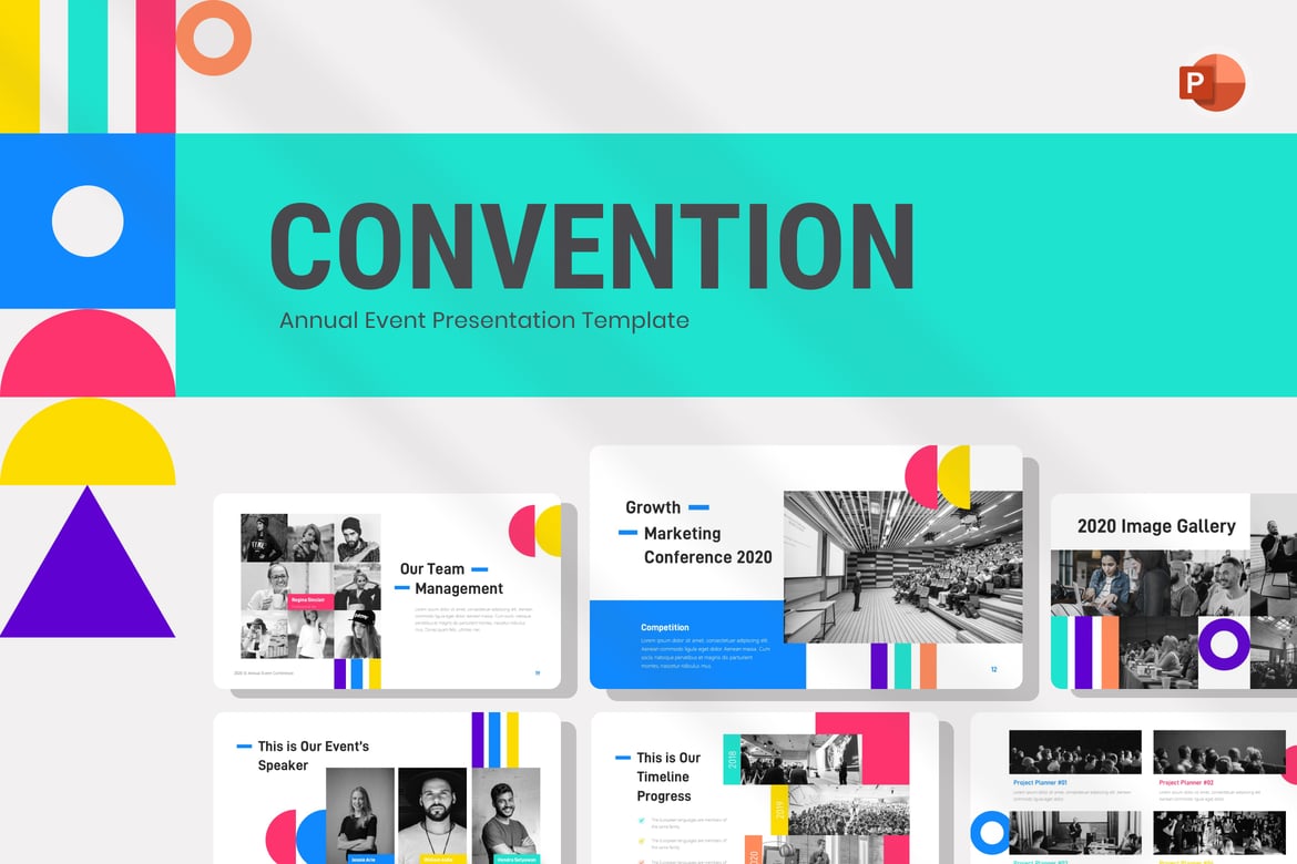 Template PowerPoint Kreatif untuk Acara Konvensi