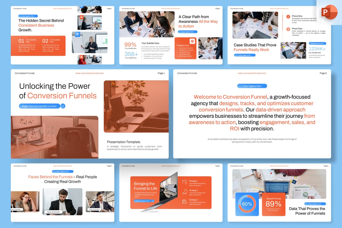Template Presentasi PowerPoint Funnel Konversi yang Modern dan Profesional