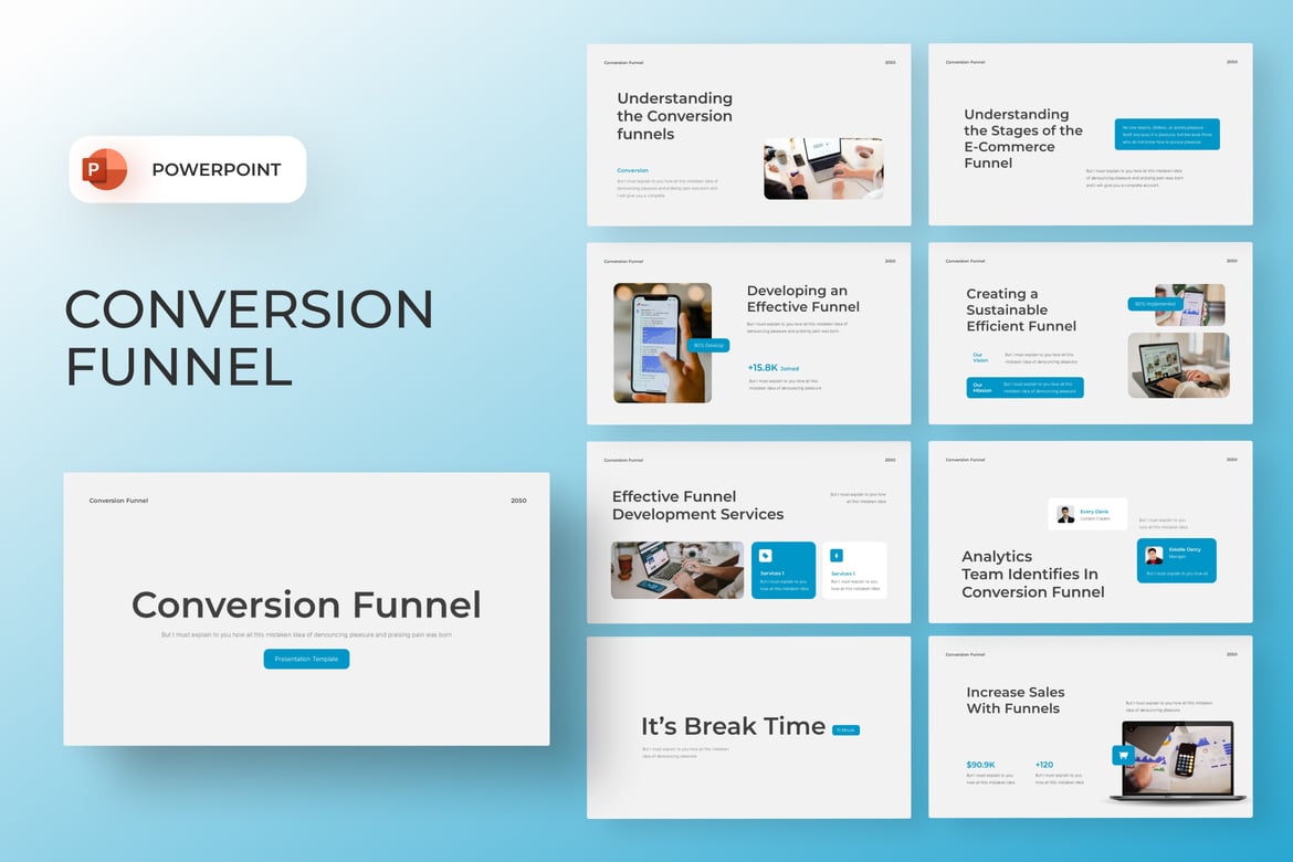 Template Presentasi PowerPoint Funnel Konversi yang Modern dan Elegan