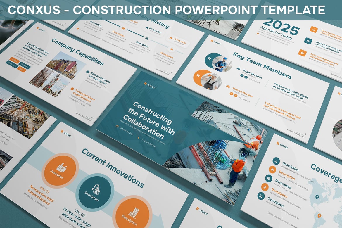 Template PowerPoint Conxus - Solusi Presentasi Konstruksi yang Menarik
