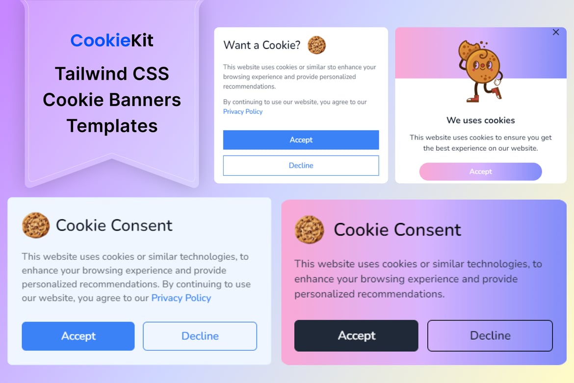 CookieKit - Template Website Banner Cookie dengan Tailwind CSS 3