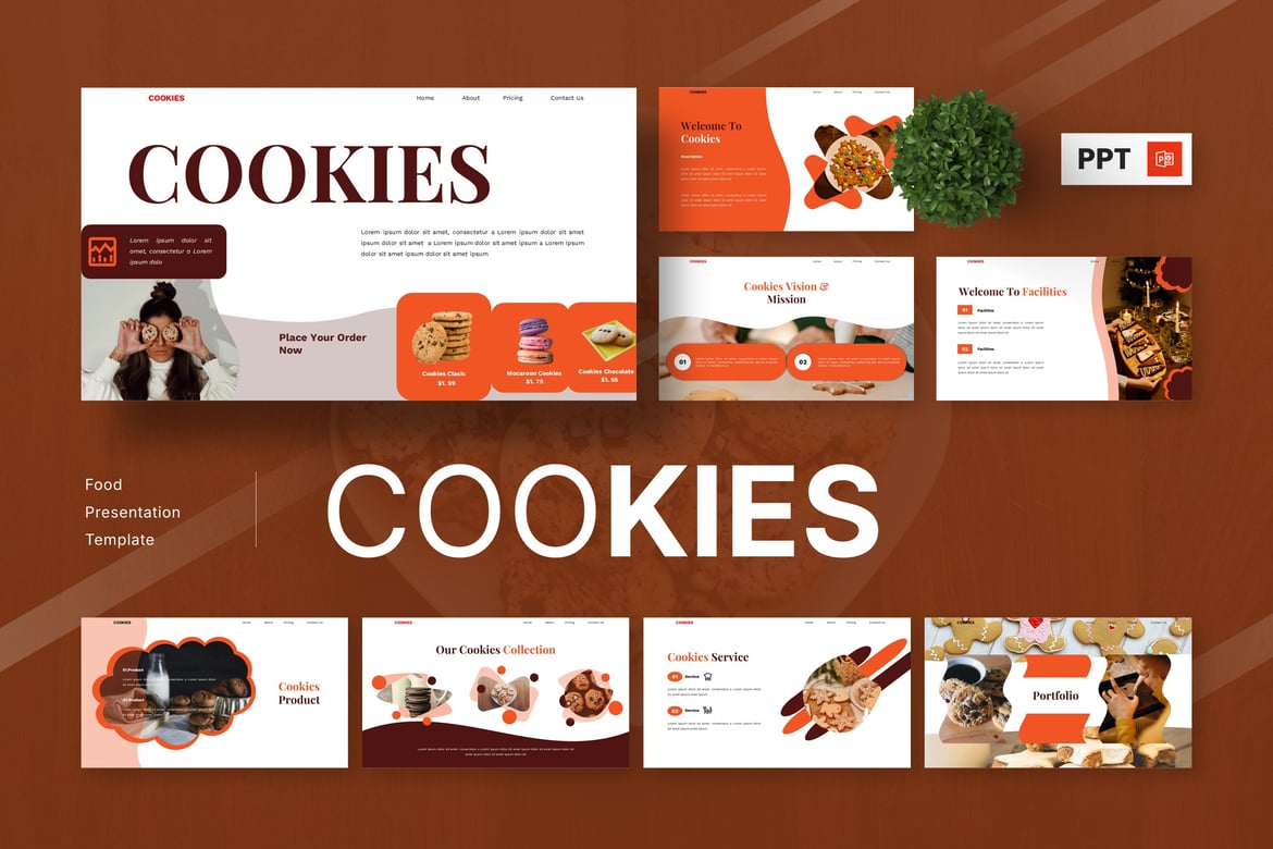 Template Presentasi PowerPoint Cookies yang Menggugah Selera