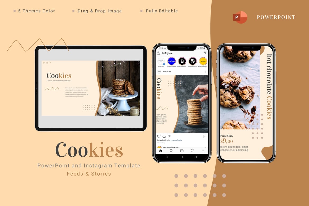 Template Presentasi dan Instagram Cookies - Modern & Kreatif
