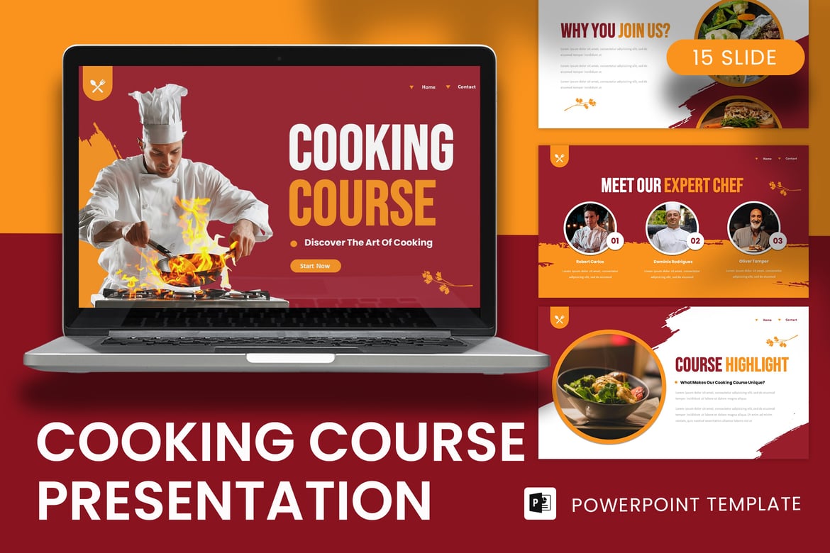 Template Presentasi PowerPoint Kursus Memasak yang Menarik