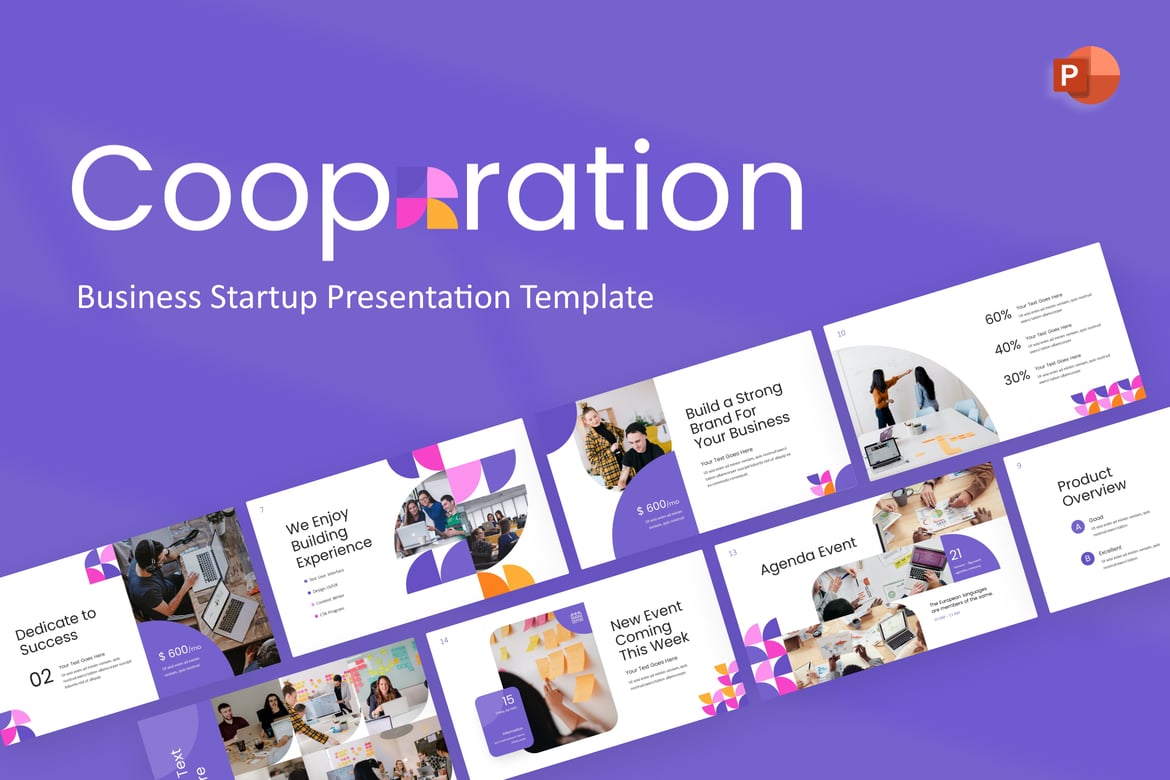 Template PowerPoint Bisnis Kerjasama untuk Startup yang Menarik