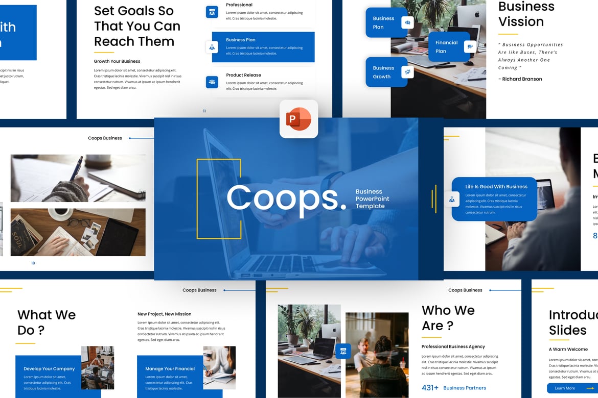 Template PowerPoint Proposal Bisnis Coops Biru yang Modern dan Menarik