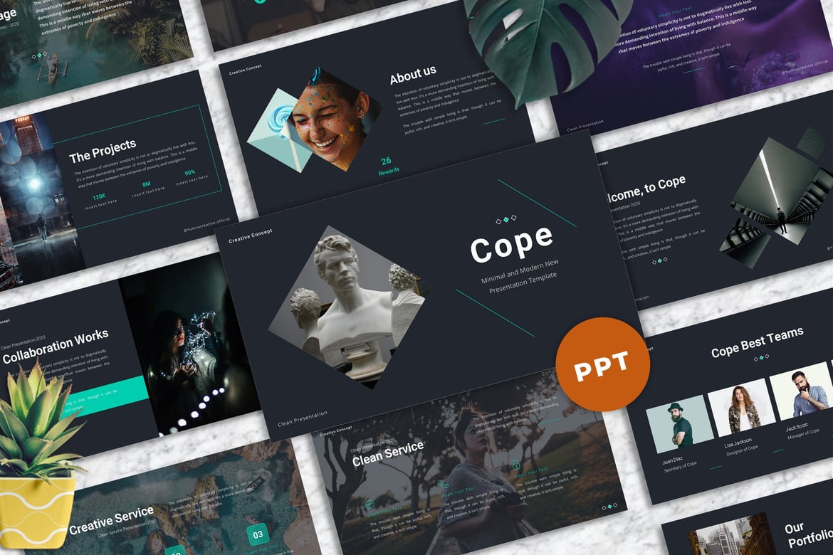 Cope - Template Presentasi PowerPoint Minimalis yang Elegan
