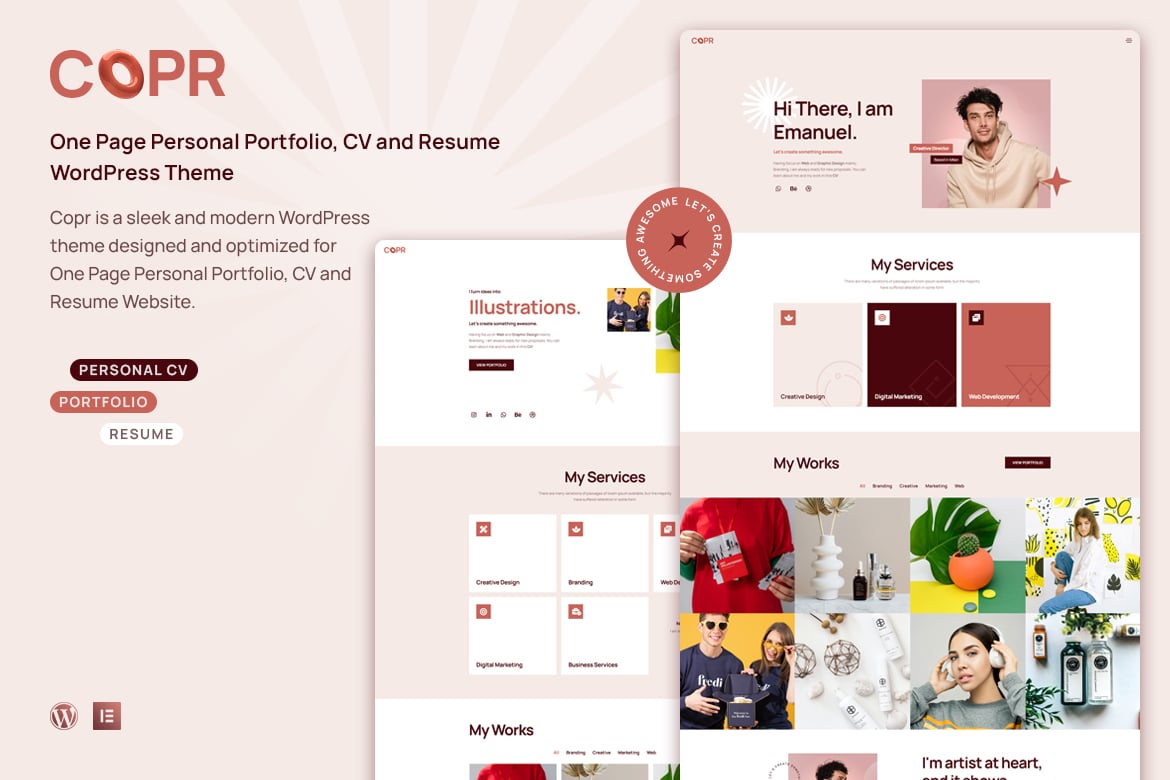 Copr - Tema WordPress Satu Halaman yang Modern dan Menarik