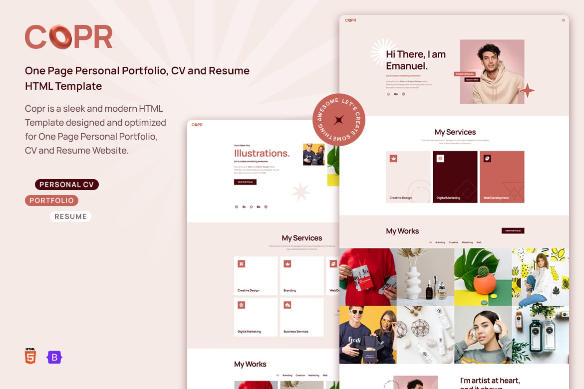 Copr - Template Web Portofolio Pribadi yang Modern dan Elegan