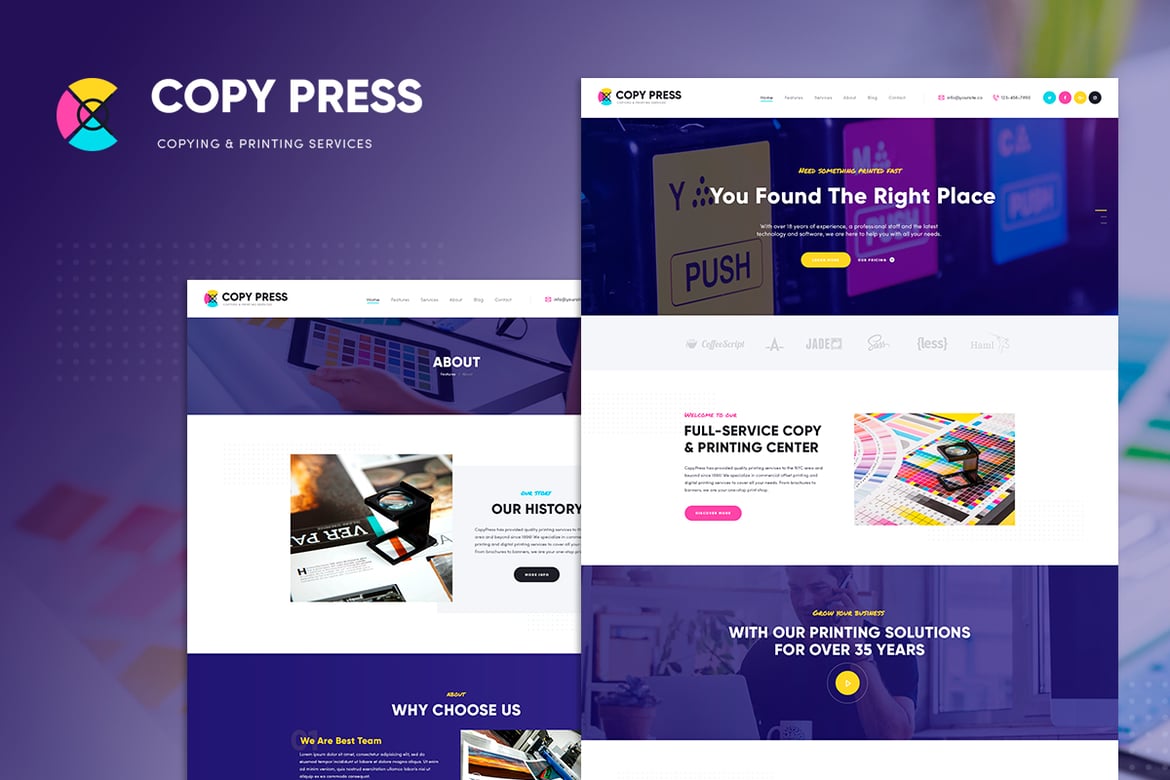 Template Website CopyPress: Solusi Elegan untuk Layanan Percetakan dan Desain