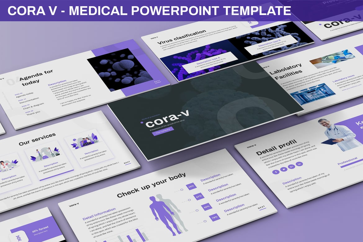 Template Powerpoint Medis Cora V - Solusi Presentasi Profesional