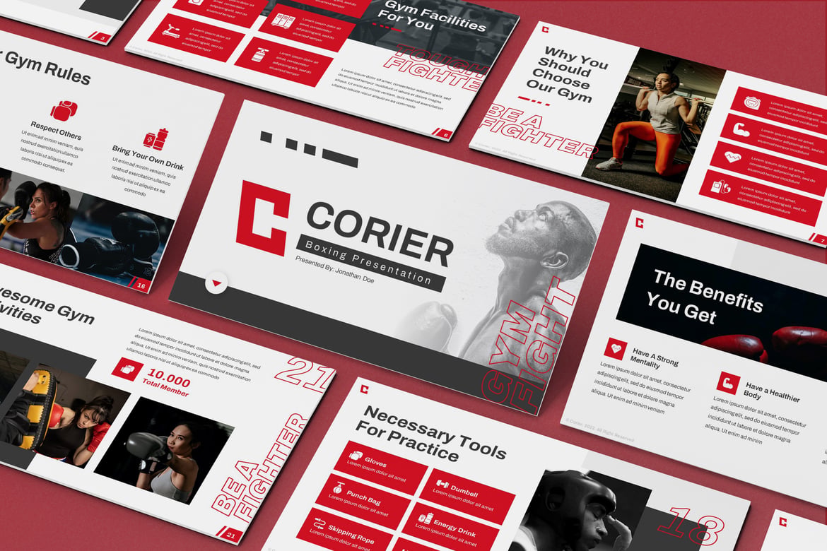 Corier - Template PowerPoint Olahraga yang Dinamis dan Menarik