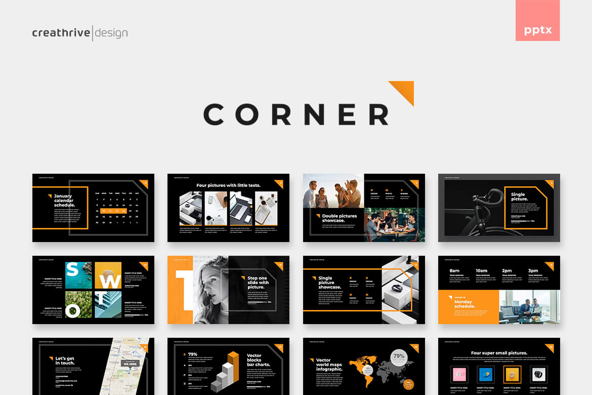 Template PowerPoint Sudut yang Menarik dan Profesional