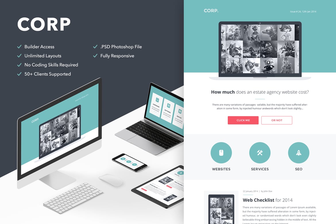 Corp - Template Web Responsif dengan Akses Pembuat Tema