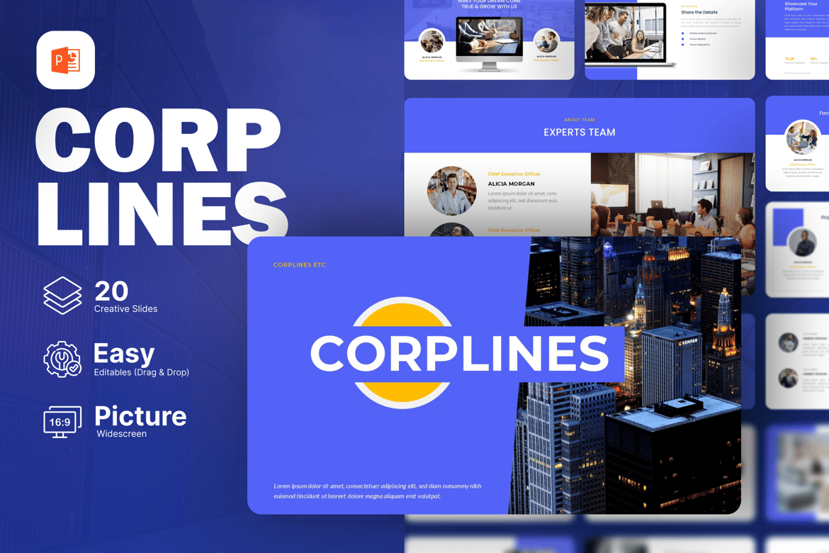 Template Presentasi Korporat Corplines yang Modern dan Profesional