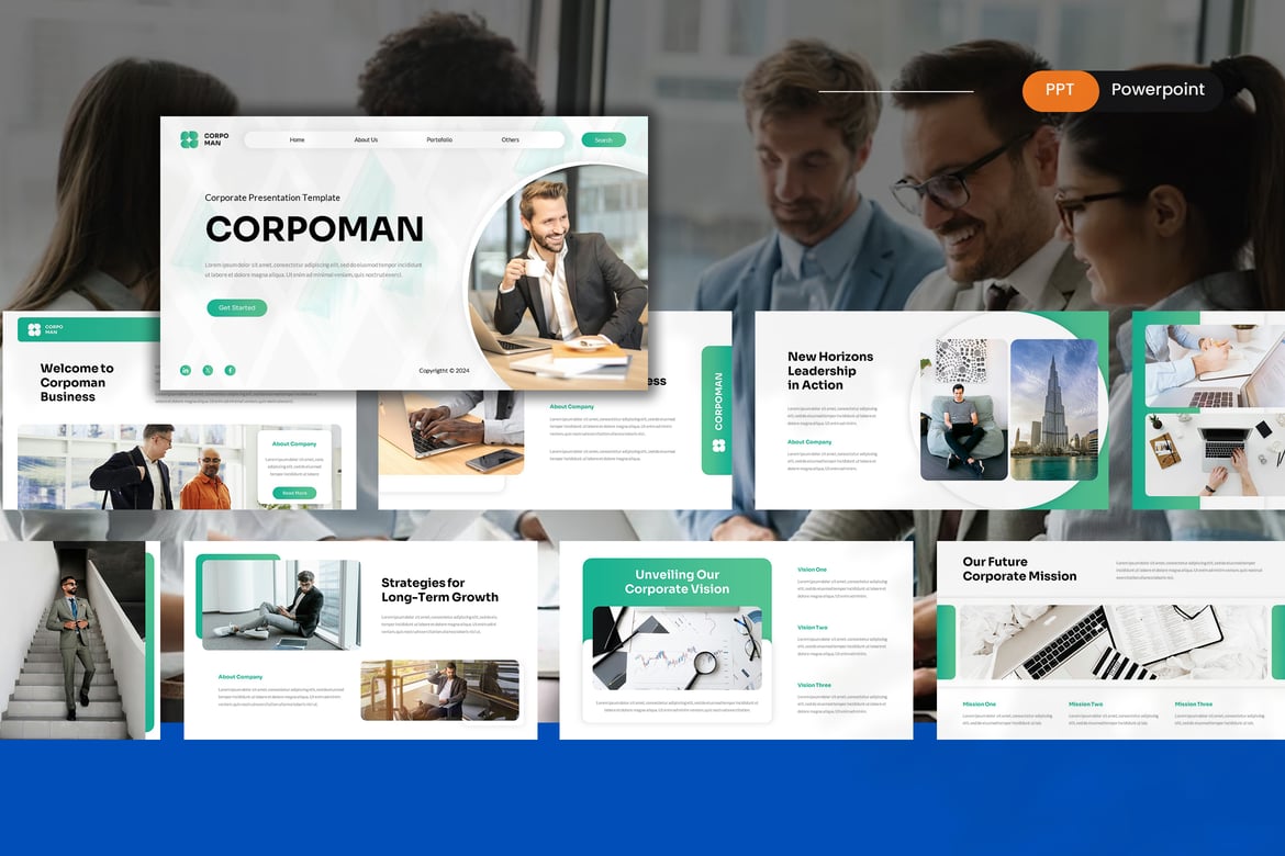 Template Presentasi PowerPoint Corpoman yang Menarik dan Profesional
