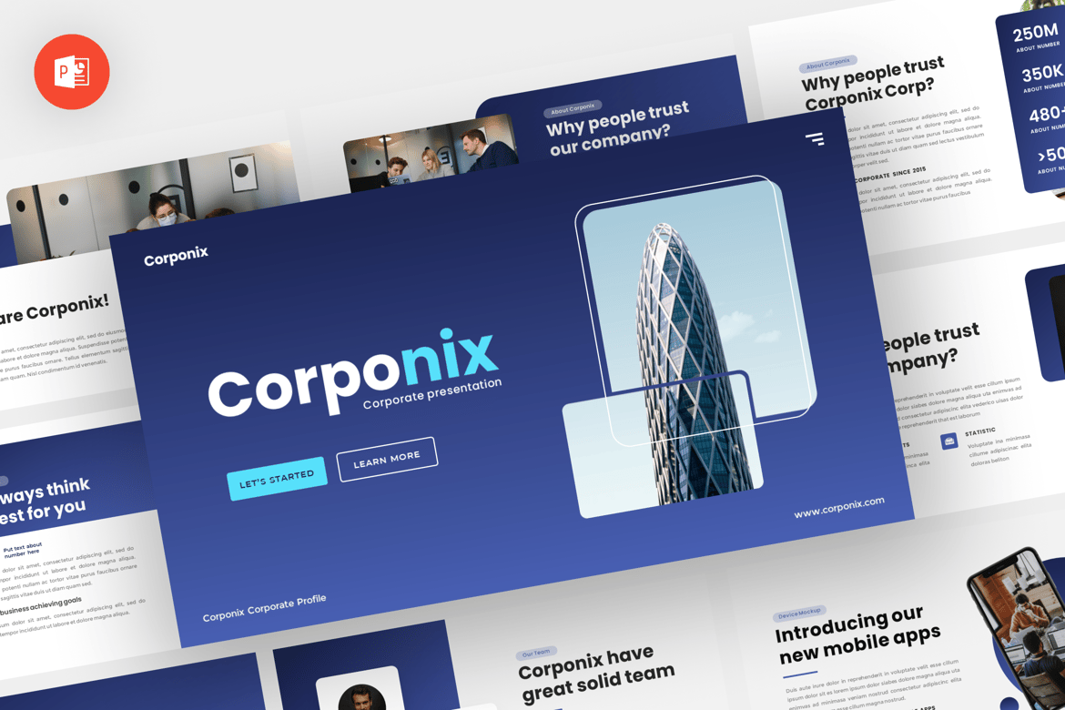 Corponix - Template Powerpoint Korporat yang Modern dan Profesional