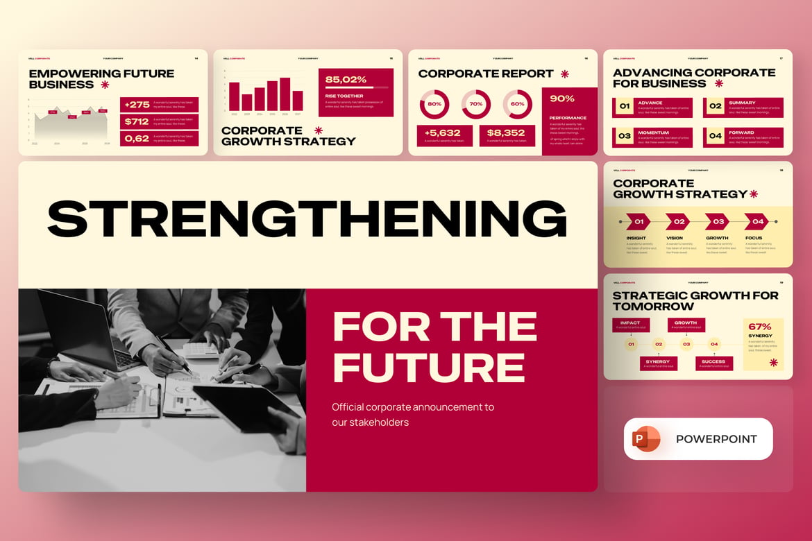 Template PowerPoint Pengumuman Korporat yang Mengesankan
