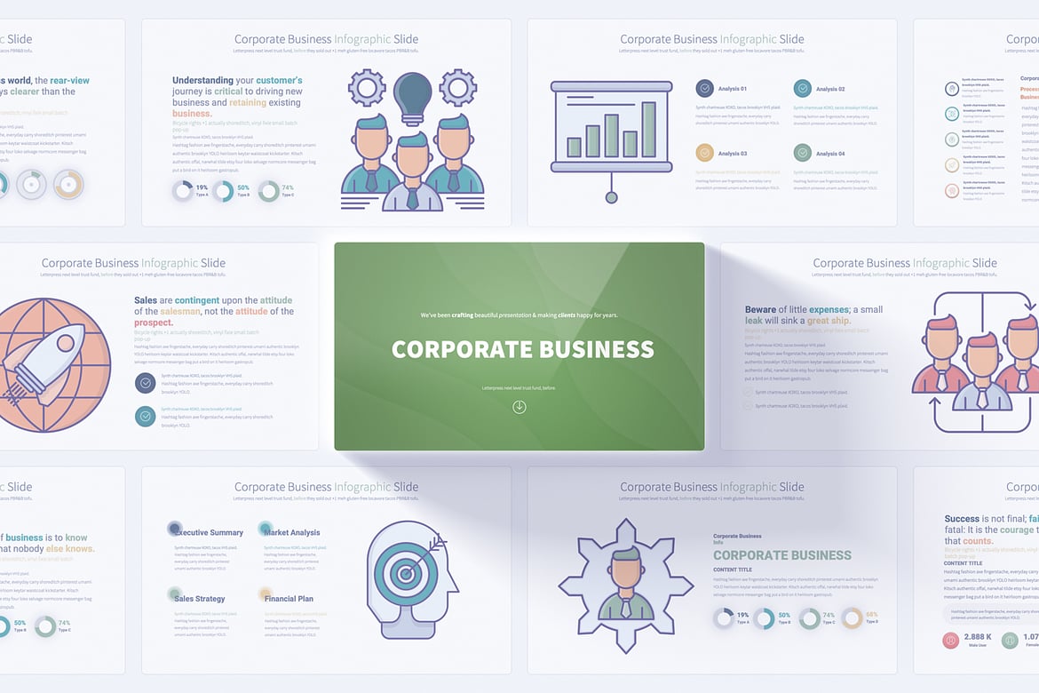 Template PowerPoint Bisnis Korporat yang Menarik dan Profesional