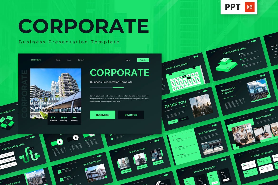 Template PowerPoint Korporat - Solusi Presentasi Bisnis Profesional