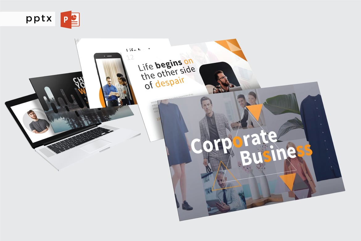 Template Presentasi PowerPoint Corporate Business V380 yang Modern dan Profesional