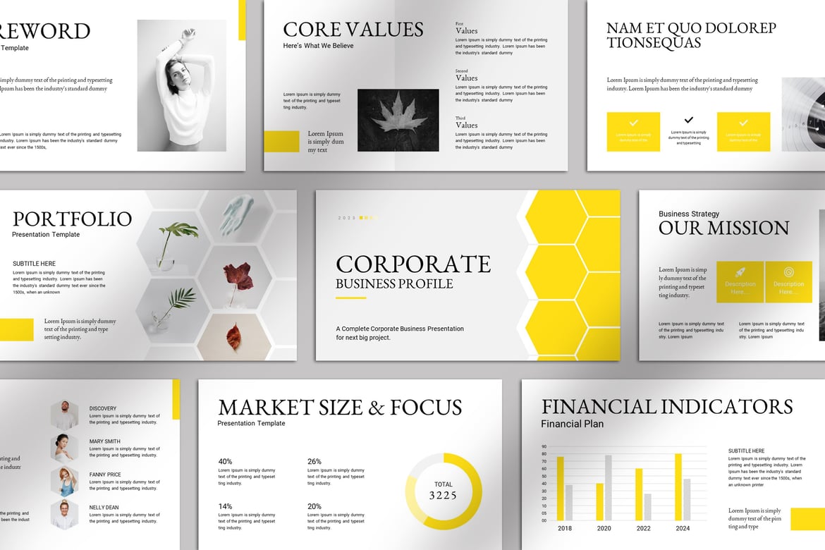 Template Presentasi PowerPoint Profil Bisnis Korporat yang Modern dan Kreatif